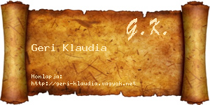 Geri Klaudia névjegykártya